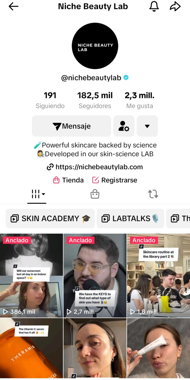 Niche Beauty Lab TikTok